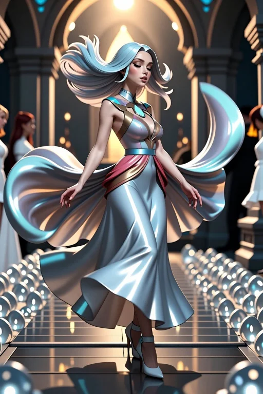 A Stunning Supermodel, Down An Endless Glowing Crystal Runwa...