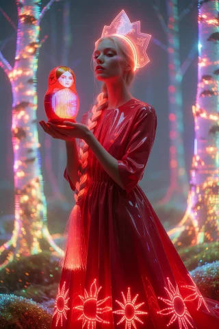 Neon Couture Portrait On Cinestill 800t, 23 Frame, Tall Stac... — Stable Diffusion AI Prompt: Neon couture portrait on CineStill 800T, 2:3 frame, tall stacking composition, m...