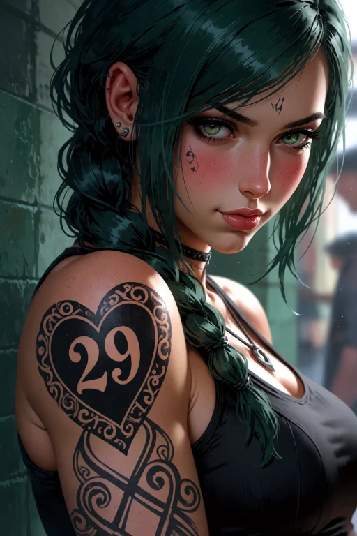 , A Heart 29 Tattoo On Left Shoulder, Yvette Stood Waiting W...
