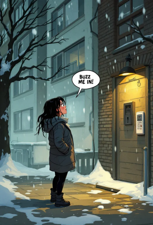 A Arcane Style, Animation Woman Stands Outside An Apartment...