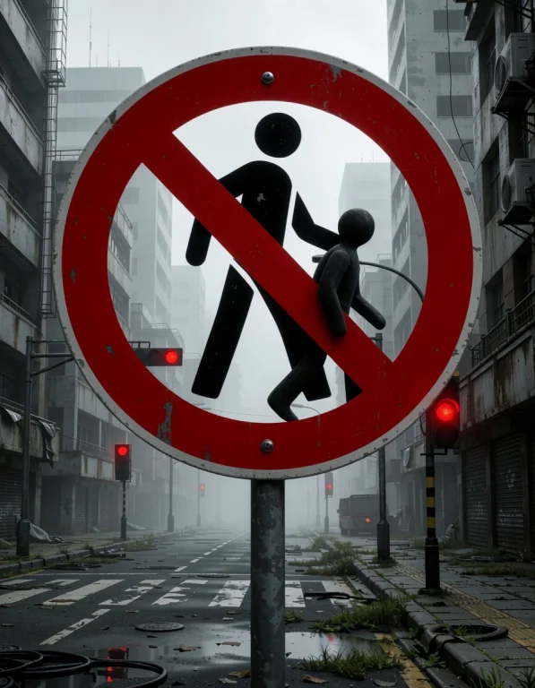 A Prohibition Sign Showing A Walking Pedestrian Crossed By A...