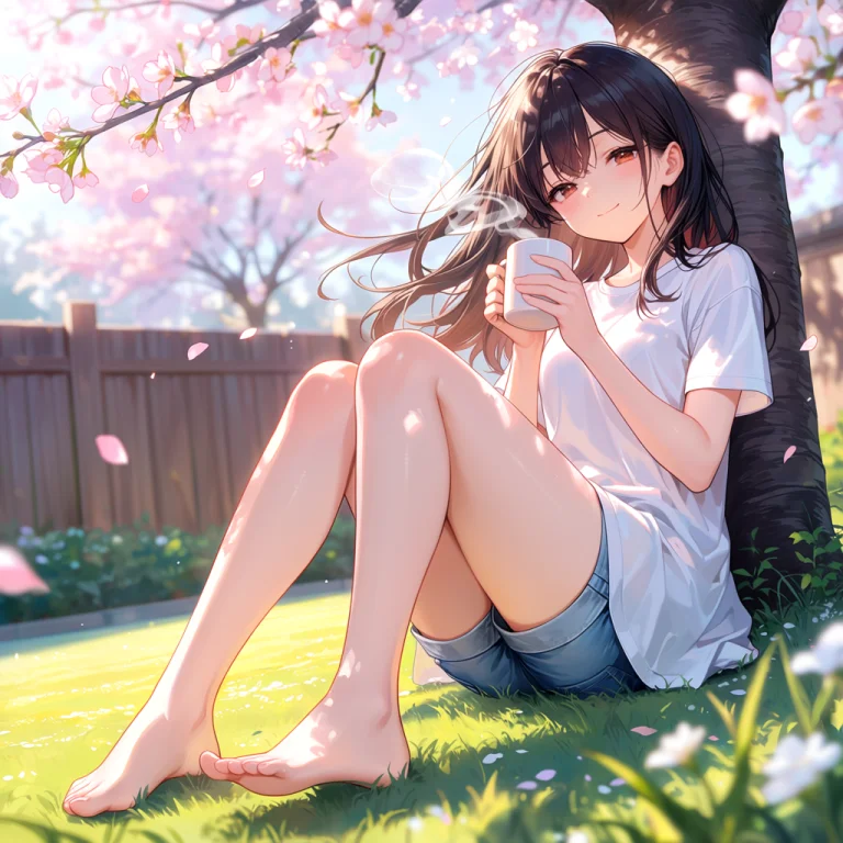 1girl, Outdoor, Casual Dress, Wearing White T-shirt And Deni...