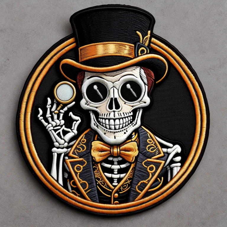 Ral-embroideredpatch Embroidered Patch Of A Dapper Skeleton...