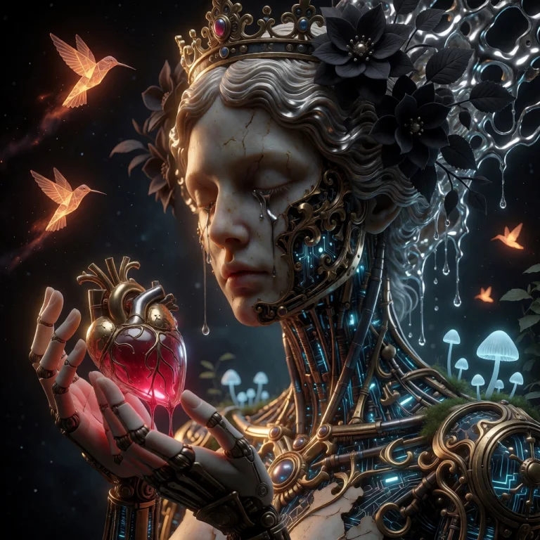 Hyper-realistic Dark Fantasy Surreal Portrait Of A Melanchol...