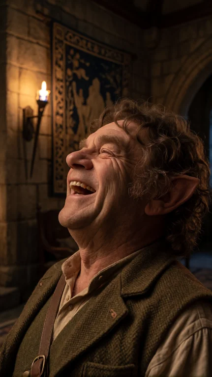 Hbbt Halfling Man, Close-up Portrait, Slightly Low Angle, He...