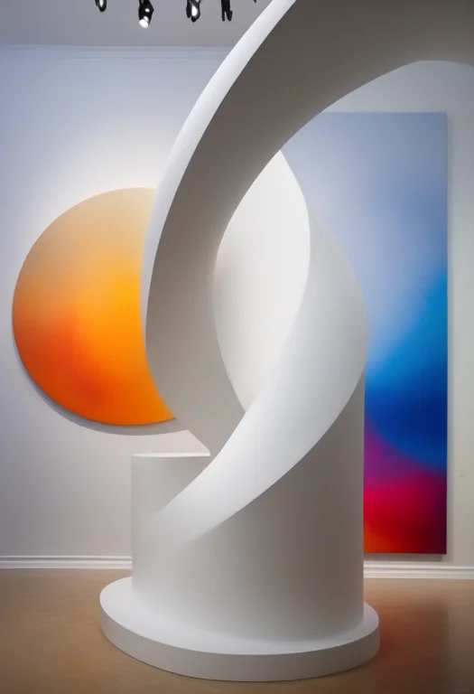 A Modern Museum Of Clean White Curves, Acrylic Painting, Stu...