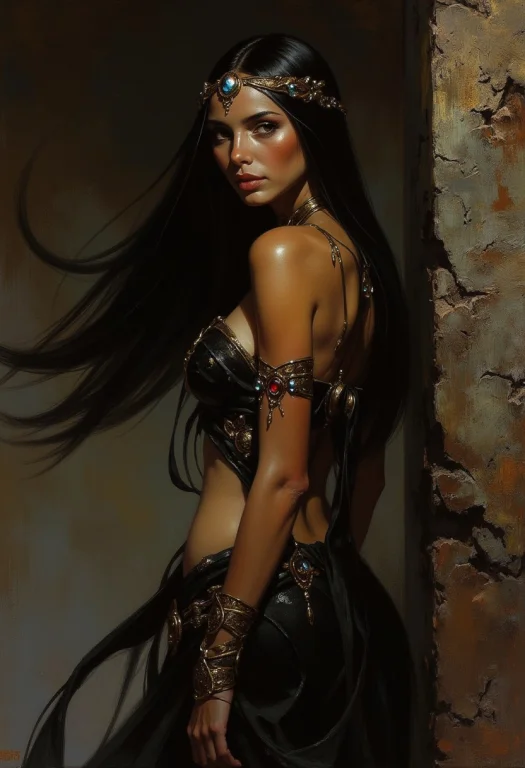 Frank Frazetta Fantasy Dark Fantasy Oil Painting Of A Beauti...
