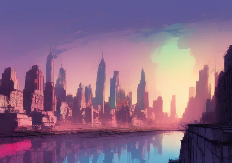 Coloirful Skyline View Of Nyc, Inkpunklandscapes7682