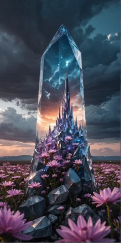 8k Landscape Photography1.2 An Massive Shiny Crystal Glass T... — SDXL AI Prompt: (8k landscape photography:1.2) an massive shiny crystal glass tower in an ethere...