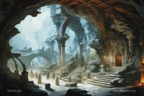 Encyclopedia Color Illustrations Fantasy Underworld Undead K... — Stable Diffusion AI Prompt: encyclopedia color illustrations:: fantasy underworld undead kingdom architectur...