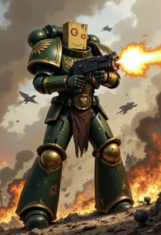 A Towering, Battle-worn Space Marine Clad In Intricately Det... — FLUX AI Prompt: A towering, battle-worn Space Marine clad in intricately detailed power armor, s...