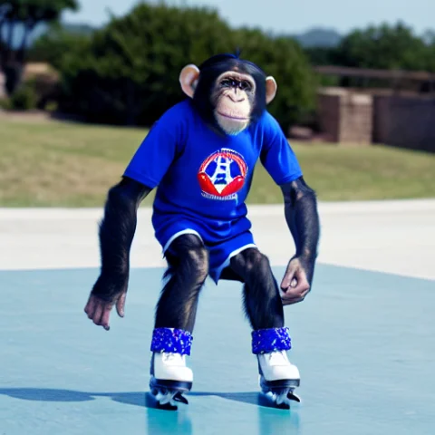 Chimp Boy Skating In The Skate Park — Stable Diffusion AI Prompt: chimp boy skating in the skate park