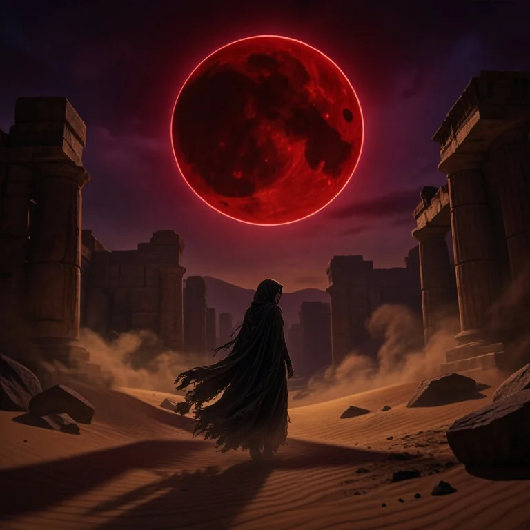Dark Fantasy Digital Illustration, Low-angle Wide Shot, A Lo...