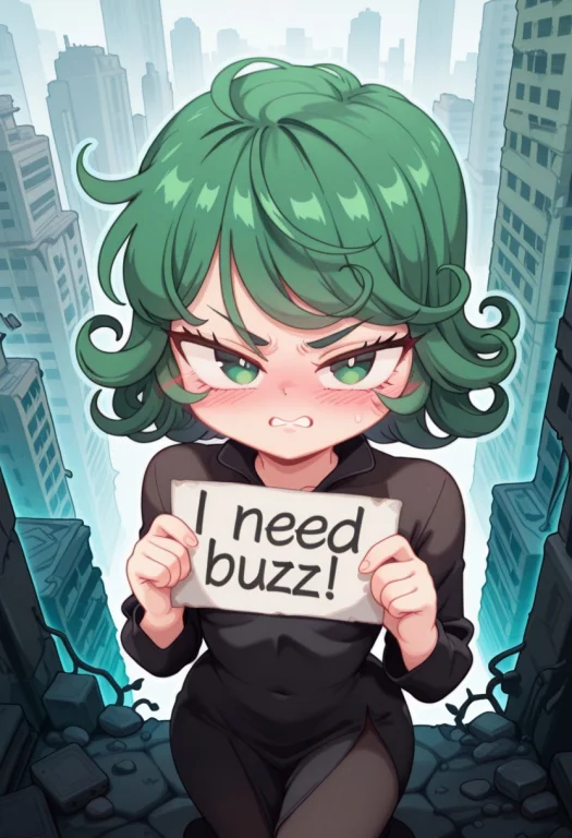 1girl, Solo, Ghelber, Needbuzz, Holding Sign, Bluethebone, P...