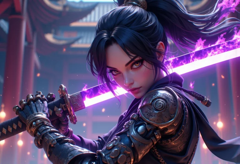 A Cinematic Shot Of A Beautiful Asian Female Cyborg, Detaile...