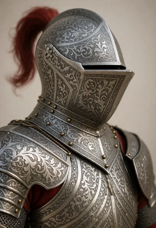 Portrait Of A Knight In An Ornate Armet With Engraved Decora...