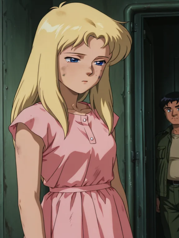 Sara, 90s Retro Anime Aesthetic,1girl, Pink Dress, Pale Yell...
