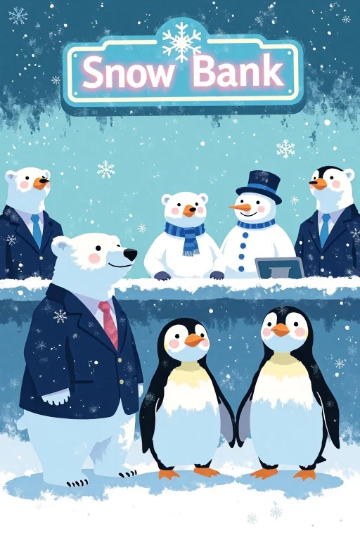 I11ustmin Illustration. Polar Bears And Penguins, Dressed In...