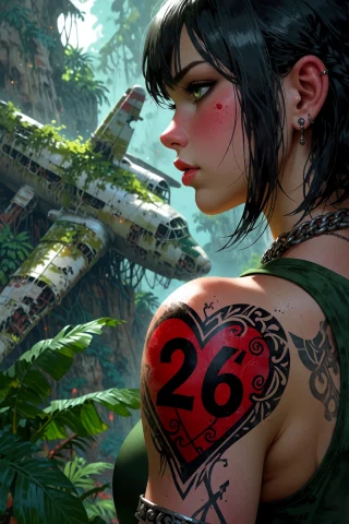 , A Heart 26 Tattoo On Left Shoulder, The Air Was Thick With... — Stable Diffusion AI Prompt: , a heart "26" tattoo on left shoulder, The air was thick with the sound of crac...