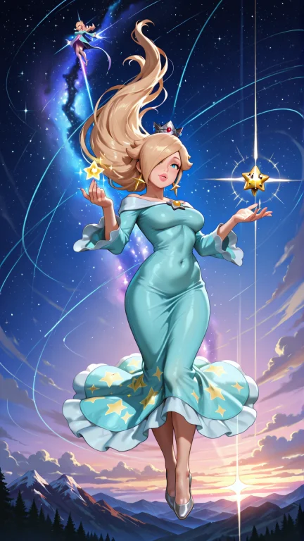 Rosalina From Super Mario Galaxy, Long Platinum-blonde Hair...