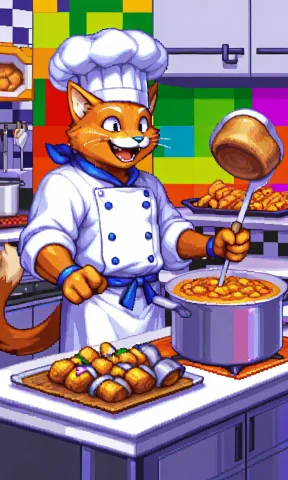 Pixel Tmnt Chef Furry Prompt — Stable Diffusion AI Prompt: 2d, tmnt_tf, pixel art, pixel, furry, furry male, solo, 1boy, colorful backgroun...