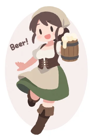 Medieval Tavern Chibi — Stable Diffusion AI Prompt: A young woman dressed as a medieval fantasy tavern worker is depicted mid-leap,...