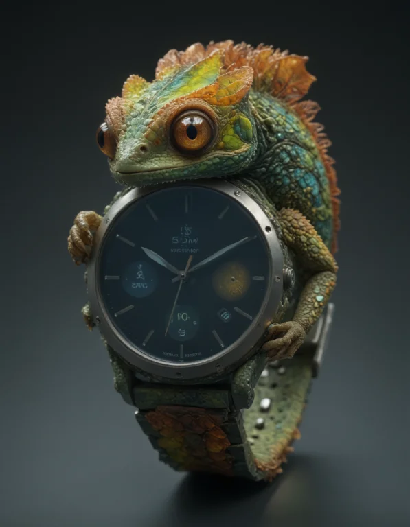 The Image Showcases A Smart-watch Chameleon - A Bizarre But...