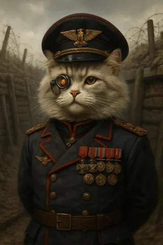 Generate Me A Cute Fluffy Cyborg Cat With An Eye Modificatio... — Stable Diffusion AI Prompt: Generate me a cute fluffy cyborg cat with an eye modification in a warhammer 40k...
