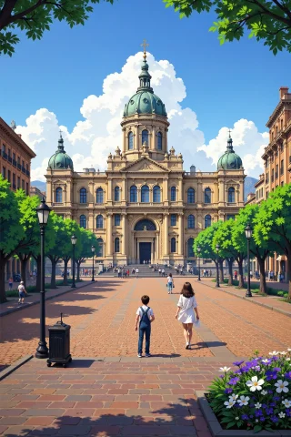 Plaza De Mayo In Buenos Aires Beautiful Anime Landscape, Mor... — Stable Diffusion AI Prompt: Plaza de Mayo in Buenos Aires beautiful anime landscape, morning, woman, very in...