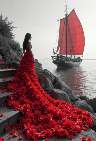 Black-and-white Pencil, Black And White Tone, Beautiful Girl... — FLUX AI Prompt: black-and-white pencil, black and white tone, beautiful girl, in a lush dress of...