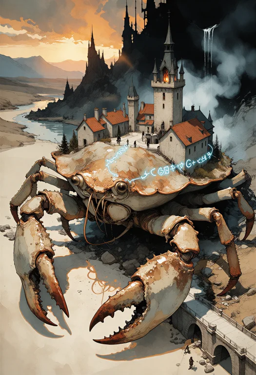 Bradhamel Art Style, Dark Fantasy Style Illustration. A Pano...
