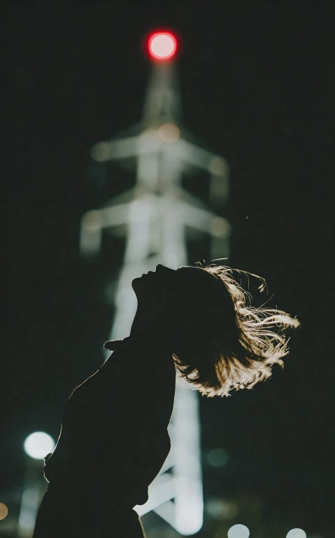 Cinematic Vertical Shot, Dark Night Sky With Subtle Grain An...