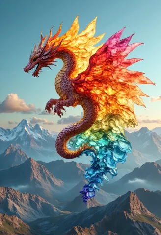 A Wide-angle Shot Of A Majestic Dragon Soaring Over A Mounta... — FLUX AI Prompt: A wide-angle shot of a majestic dragon soaring over a mountainous landscape, its...