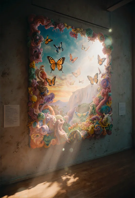 A Surreal And Ethereal Scene Of A Surrealistic Art Gallery P...