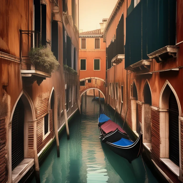 A Venetian Canal Lined With Weathered Palazzos, Fantasy Illu...