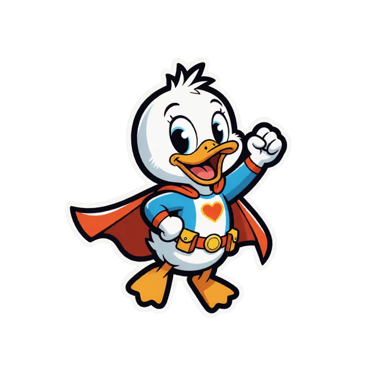 ,a Cartoon Duckling Superhero Mascot Designed As A Printable...