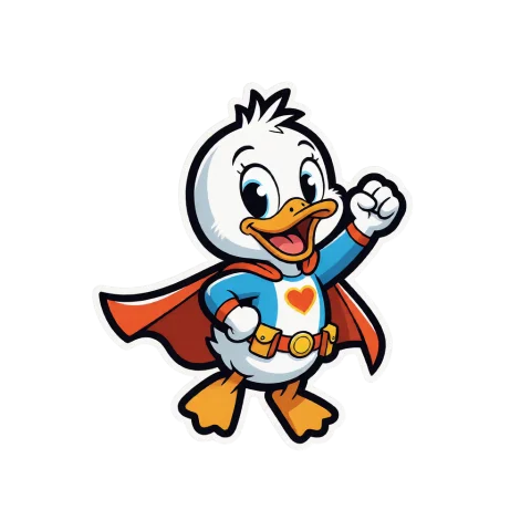 ,a Cartoon Duckling Superhero Mascot Designed As A Printable... — Stable Diffusion AI Prompt: ,A cartoon duckling superhero mascot designed as a printable t-shirt logo, inspi...