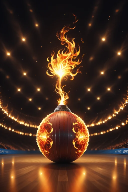 A Cute Bird With A Big Drums. Arena, Sport Setting, Lights,...
