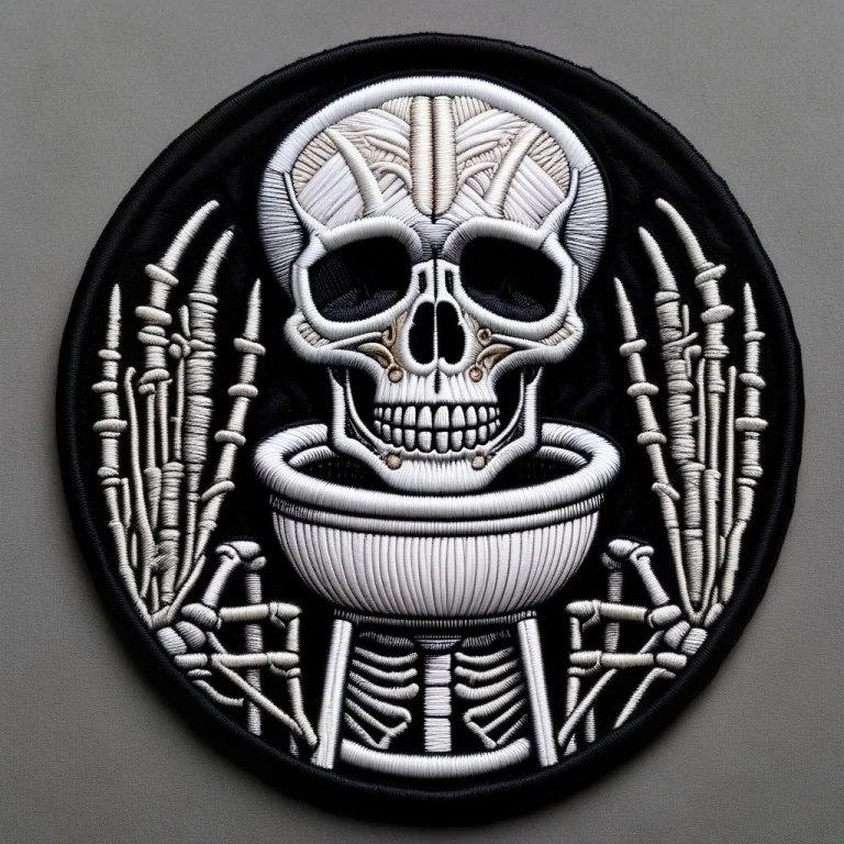 An Official Humorous Embroidered Patch Of A Cartoon Human Sk...