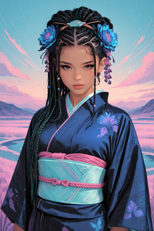 Maihackstyle,, Cornrows, Dreadlocks. 1girl, Solo, Fantasy Ki...