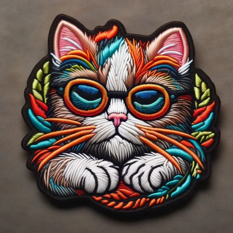 Embroidered Patch Style, A Grumpy Cat Wearing Sunglasses, St... — SDXL AI Prompt: embroidered patch style, a grumpy cat wearing sunglasses, stitched fabric textur...