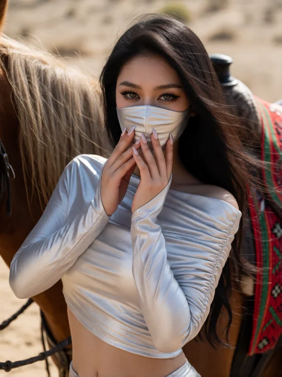 Photograph Of A Young Asian Woman With Long Black Hair, Wear...