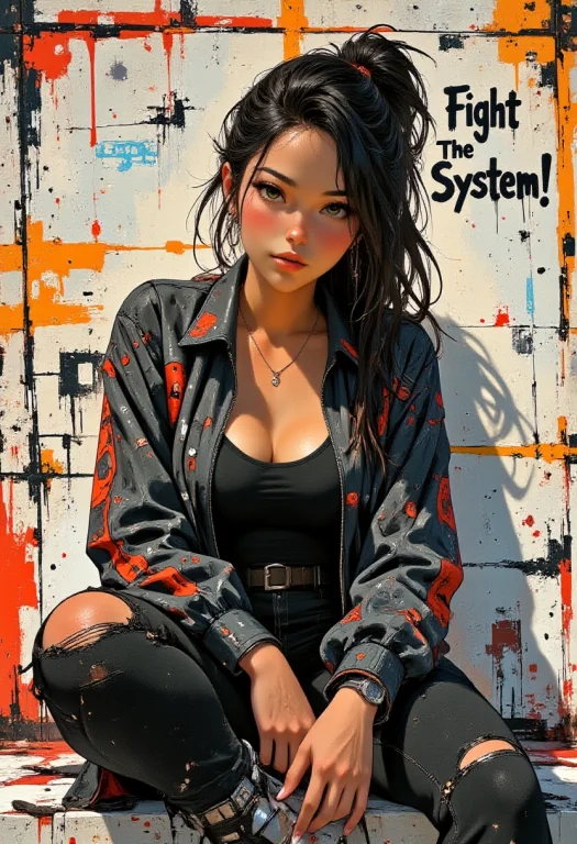 A Highly Detailed Digital Painting Of A Stylish, Edgy Young...