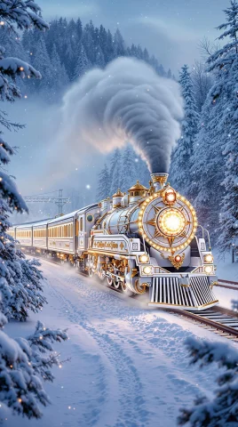 White Luxury Locomotive Cho Cho Like Transsiberian Tsarist T... — FLUX AI Prompt: white luxury locomotive Cho Cho like transsiberian tsarist train with white wedd...