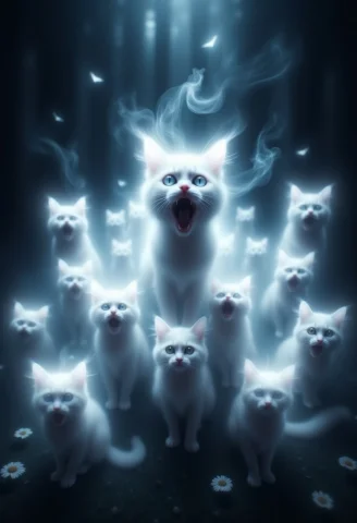 Ghostlystyle, A Group Of Ghost Kittens, Translucent Kittens,... — FLUX AI Prompt: GhostlyStyle, a group of ghost kittens, translucent kittens, kittens coming towa...