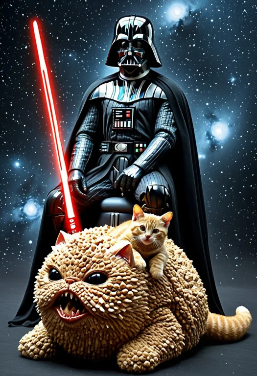 Madefromteef, Darth Vader Sitting On Giant Kitten In Space