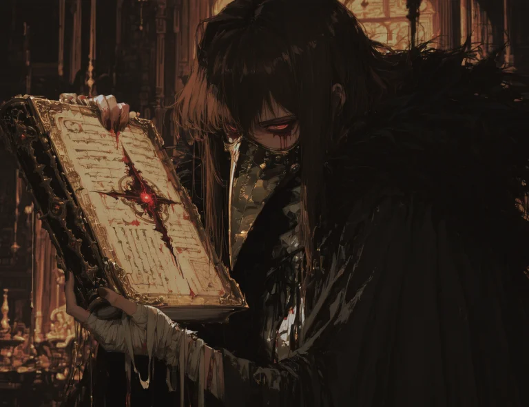 1990s Anime Style, Gothic Ova, Sepia Tone, Cinematic Grain,...