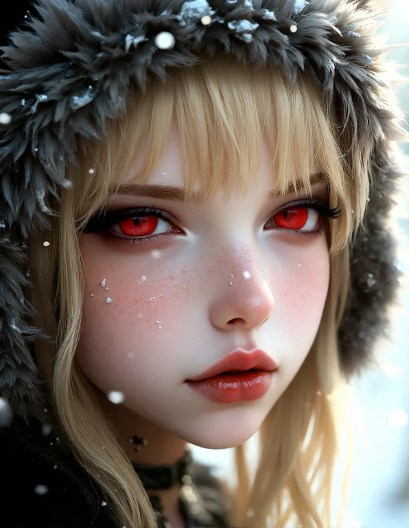 A Stunning Doll Like Face Close-up Of A Young Blonde Woman,d...