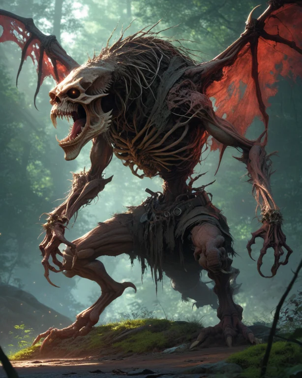 Reaper, Creature With Glowing Wings And Sharp Claws, Standin...