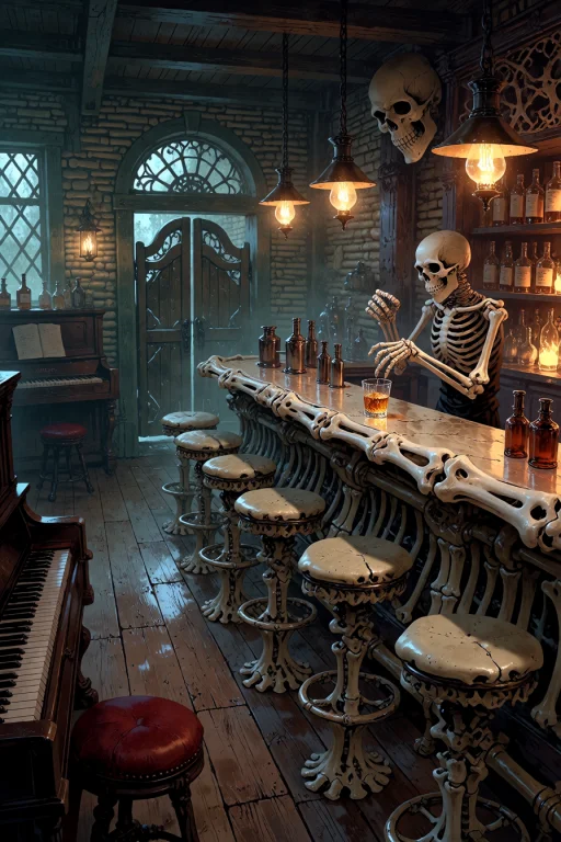 , Boneswm, A Wild West Saloon With Walls Of Horizontal Rib B...